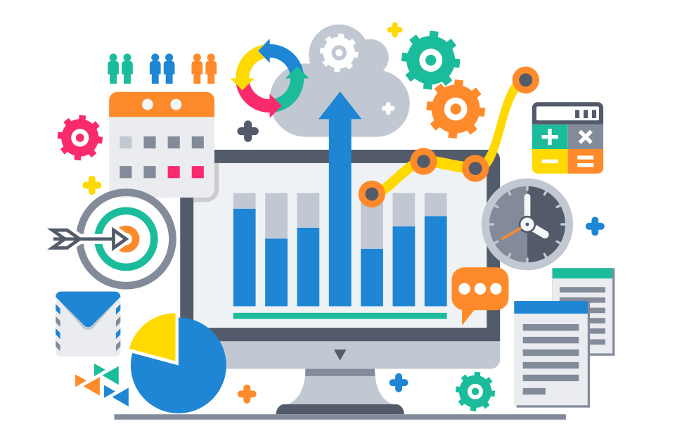 Computer with Digital Marketing Tools