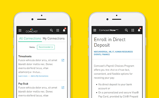 Comcast intranet on mobile
