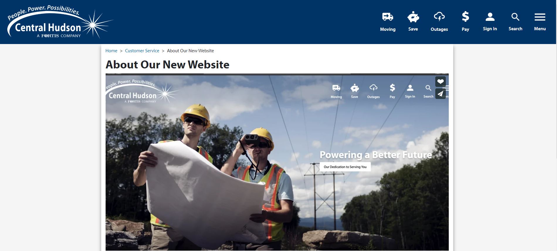 Central Hudson new website