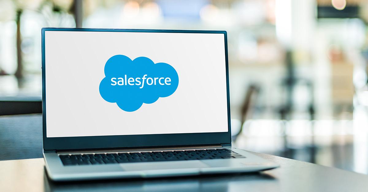 Laptop computer with Salesforce logo.
